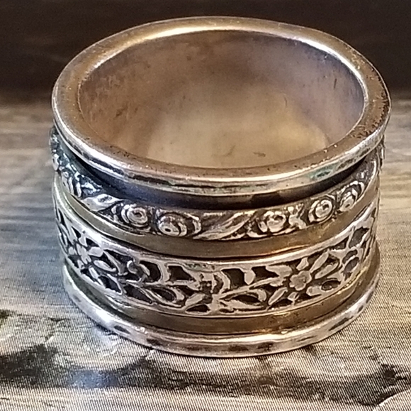Silpada Sterling Silver & Brass Spinner Ring - Picture 4 of 12